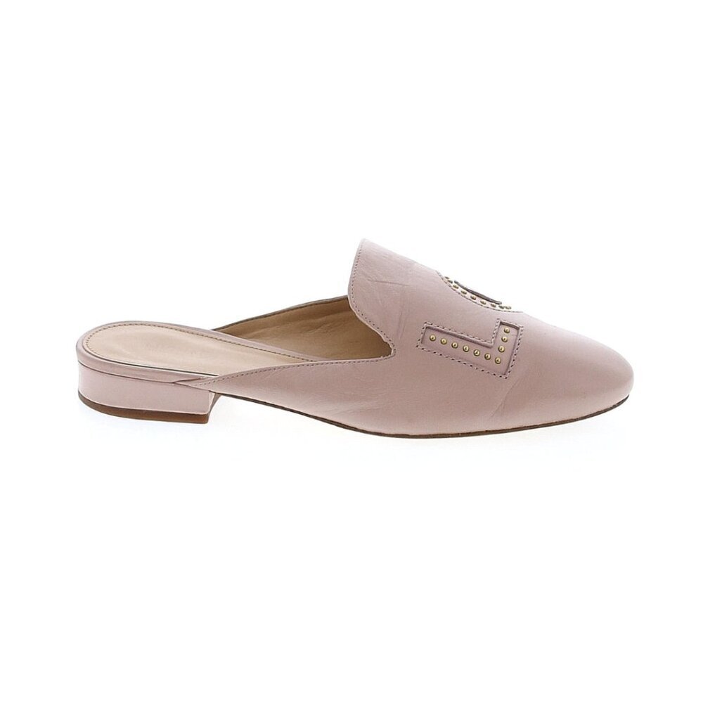 Michael Michael Kors Natasha “LOVE” Leather Slide Mules Soft Pink Sz 6.5 - Picture 2 of 6